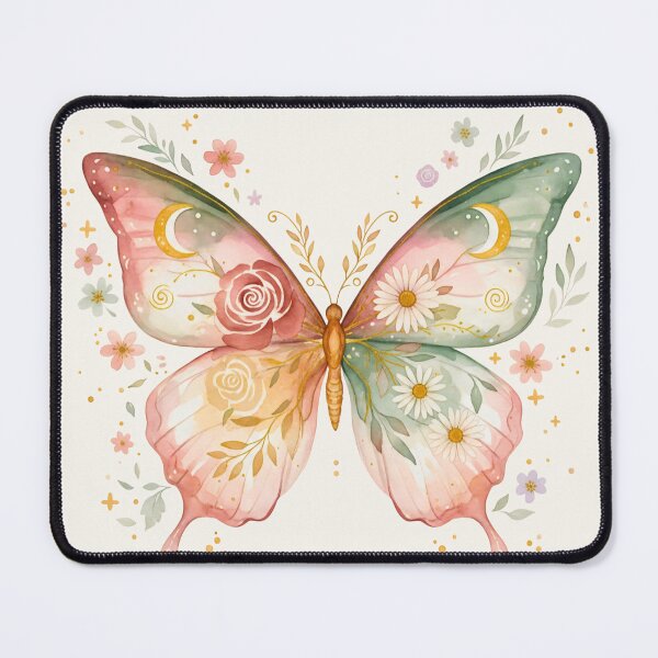 Item preview, Boho Floral Butterfly Watercolor Art Print | Celestial Moon Roses Daisy Cottagecore Wall Decor designed and sold by Madhav Creations Studio.