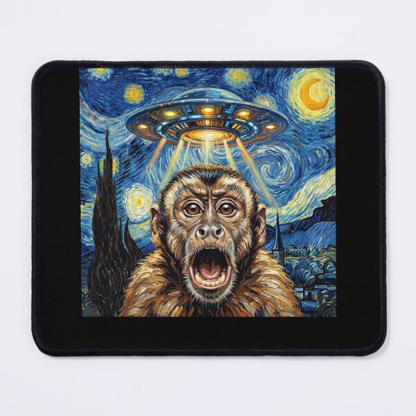 Item preview, Monkey Starry Night UFO Van Gogh Art Animal Selfie Lover designed and sold by Kimberley King Art  King Art.