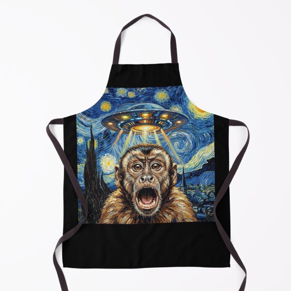 Item preview, Monkey Starry Night UFO Van Gogh Art Animal Selfie Lover designed and sold by Kimberley King Art King Art.