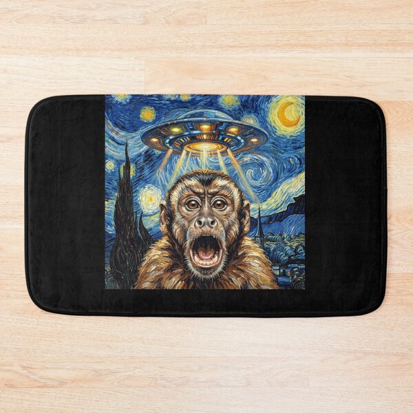 Item preview, Monkey Starry Night UFO Van Gogh Art Animal Selfie Lover designed and sold by Kimberley King Art  King Art.