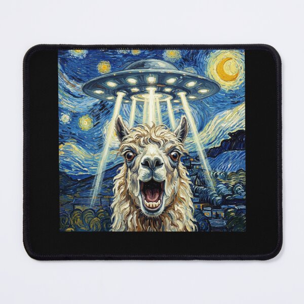 Item preview, Llama Starry Night UFO Van Gogh Art Animal Selfie Lover designed and sold by Kimberley King Art King Art.