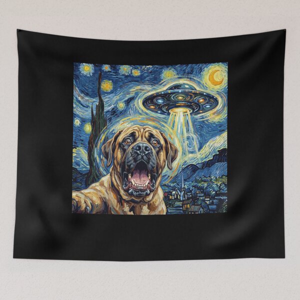 Item preview, Mastiff Starry Night UFO Van Gogh Art Dog Selfie Lover designed and sold by Kimberley King Art  King Art.