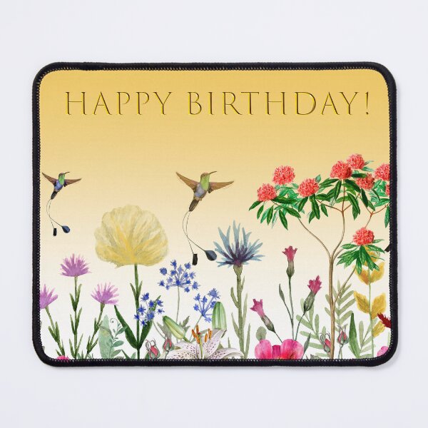 Item preview, Happy Birthday With Flowers And Hummingbirds designed and sold by hurmerinta.
