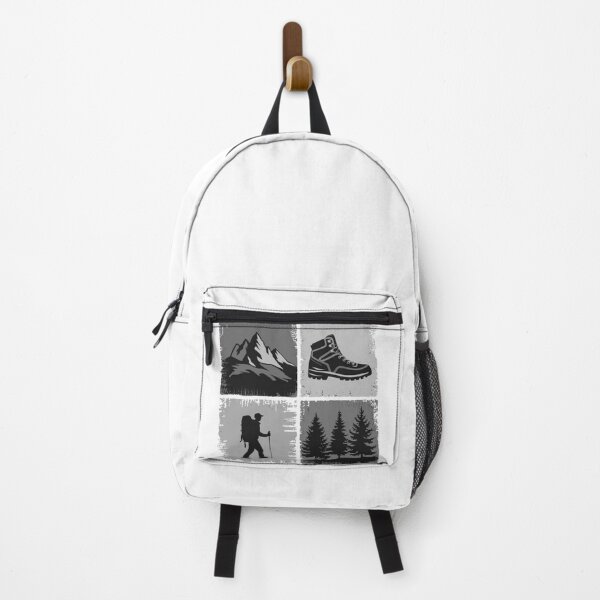 Item preview, Hiking Icons Grid – Mountains, Boot, Hiker & Trees Monochrome Design designed and sold by Gabe1983.