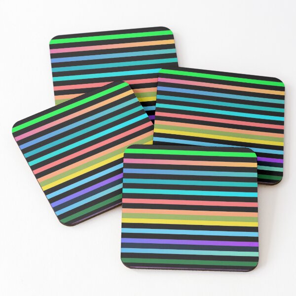 Item preview, Vibrant Colorful Horizontal Stripes on Black | Bold Abstract Geometric Pattern Art designed and sold by Nexus Space.