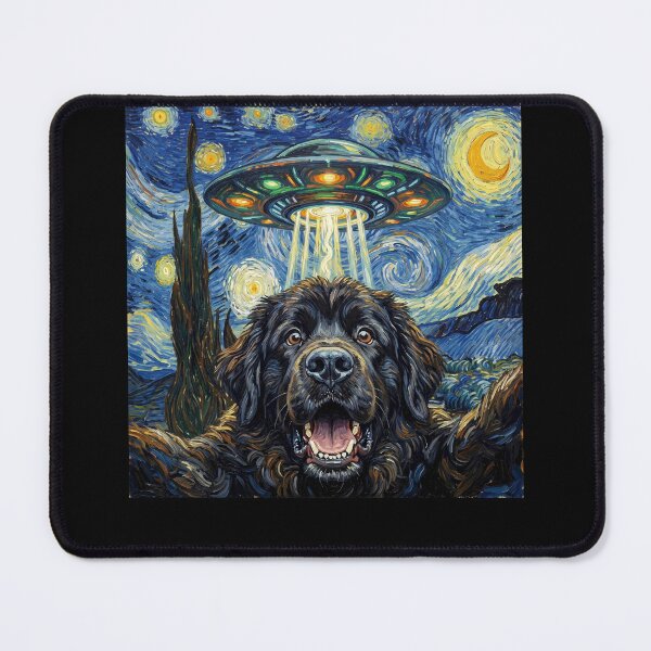 Item preview, Newfoundland Starry Night UFO Van Gogh Art Dog Selfie Lover designed and sold by Kimberley King Art  King Art.
