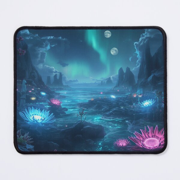 Item preview, Neon Tideflower Ocean Alien Fantasy Landscape designed and sold by Luminous Wilds.