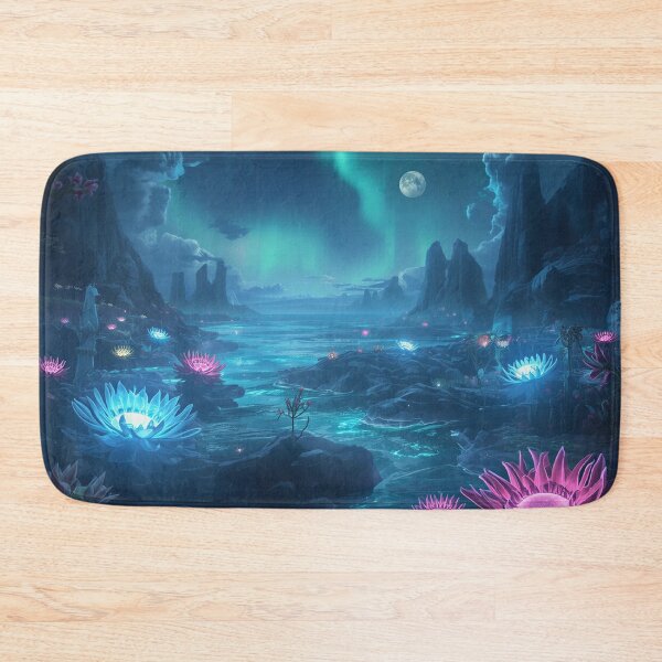 Item preview, Neon Tideflower Ocean Alien Fantasy Landscape designed and sold by Luminous Wilds.