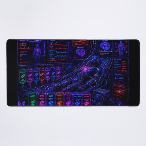 Item preview, AI Intensive Care - Cyber Meltdown Neon Art designed and sold by bbbpetr100.