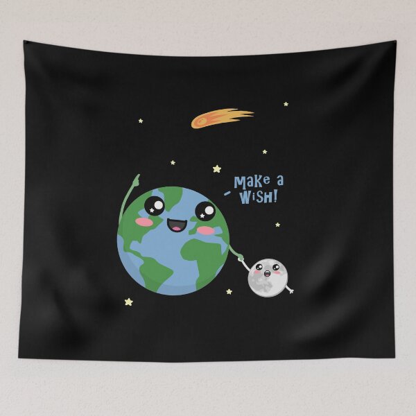 Item preview, Cute Earth Moon Make a Wish Space Comet Stars designed and sold by marke770.