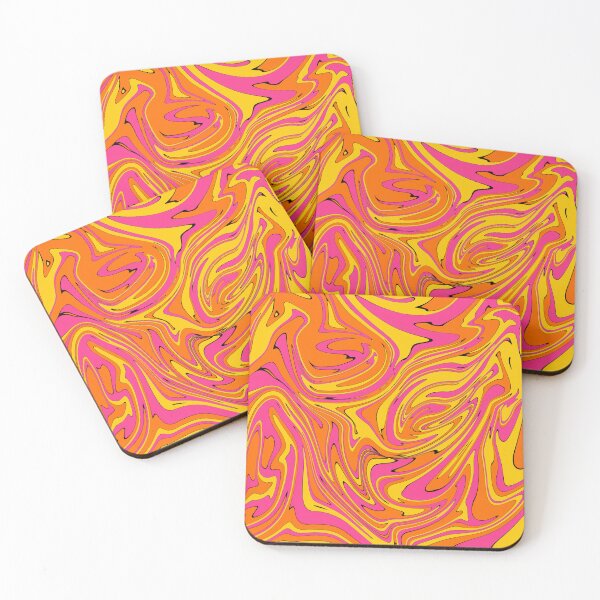 Item preview, Hypnotic Liquid Swirl Pattern-Hot Pink Orange Yellow Marble designed and sold by DjFreeq.