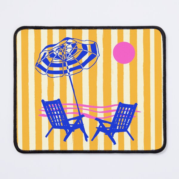 Item preview, Yellow Stripes Beach Sunset Umbrella & Chair designed and sold by MaiZephyr.