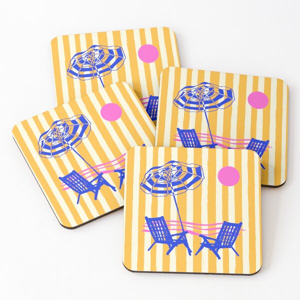 Item preview, Yellow Stripes Beach Sunset Umbrella & Chair designed and sold by MaiZephyr.
