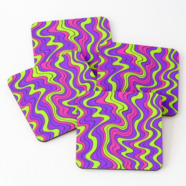 Item preview, Neon Psychedelic Wave Pattern-Lime Pink Purple Trippy Design designed and sold by DjFreeq.