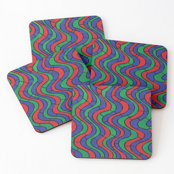 Item preview, Stained Glass Mosaic Vertical Wave Pattern-Emerald Sapphire Ruby designed and sold by DjFreeq.