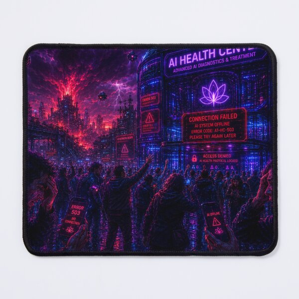 Item preview, AI Global Network Failure - Cyberpunk Chaos designed and sold by bbbpetr100.