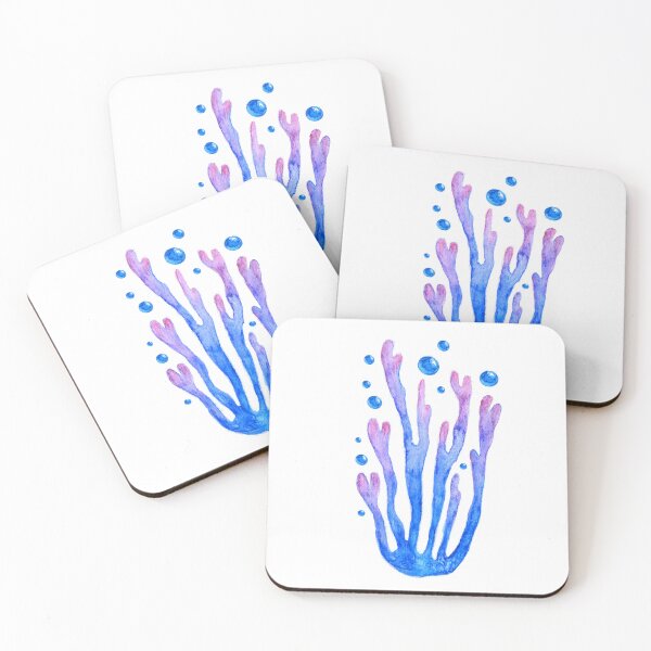 Item preview, Underwater blue algae watercolor hand drawn designed and sold by Deepness2023.