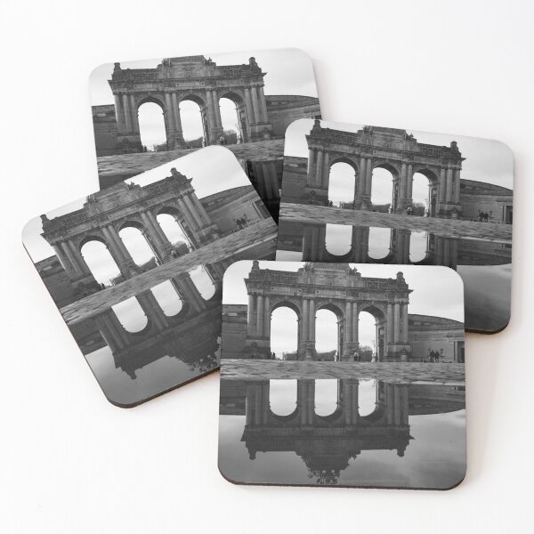 Item preview, Triumphal Arch Brussels - Reflection in the puddle, black and white designed and sold by jacquesview.