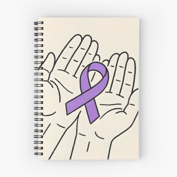 Item preview, Pams Doodle Holding Purple Ribbon – Alzheimer’s Awareness Illustration designed and sold by EmeraldeaArt.
