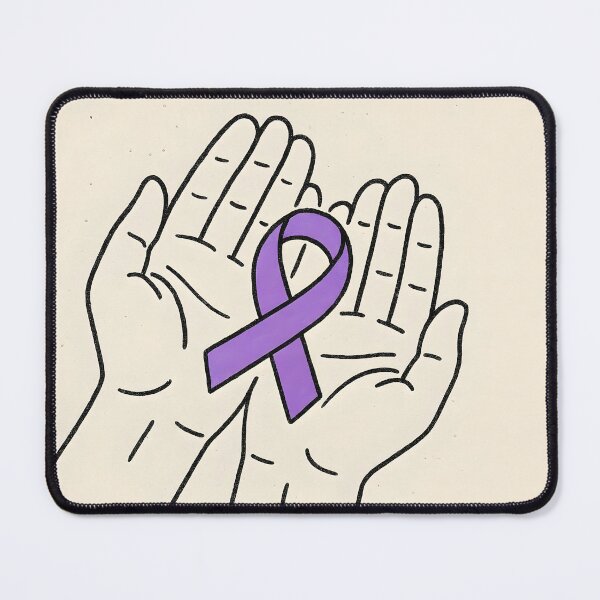 Item preview, Pams Doodle Holding Purple Ribbon – Alzheimer’s Awareness Illustration designed and sold by EmeraldeaArt.