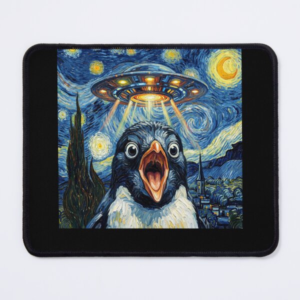 Item preview, Penguin Starry Night UFO Van Gogh Art Animal Selfie Lover designed and sold by Kimberley King Art King Art.
