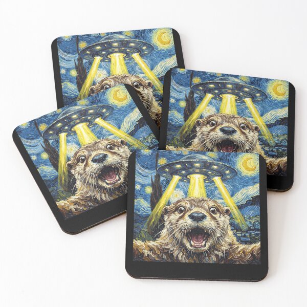 Item preview, Otter Starry Night UFO Van Gogh Art Animal Selfie Lover designed and sold by Kimberley King Art King Art.