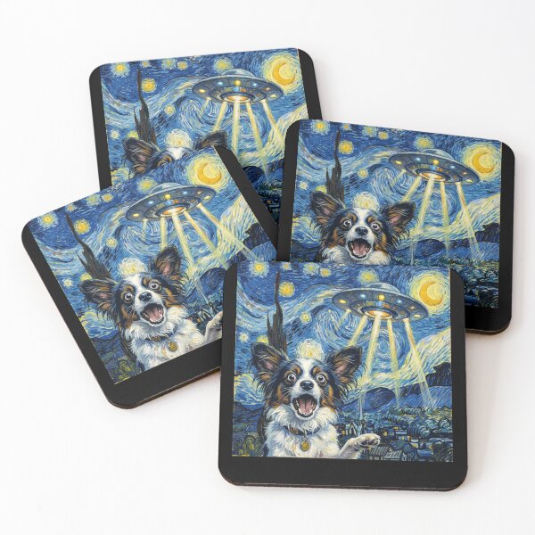 Item preview, Papillon Starry Night UFO Van Gogh Art Dog Selfie Lover designed and sold by Kimberley King Art King Art.