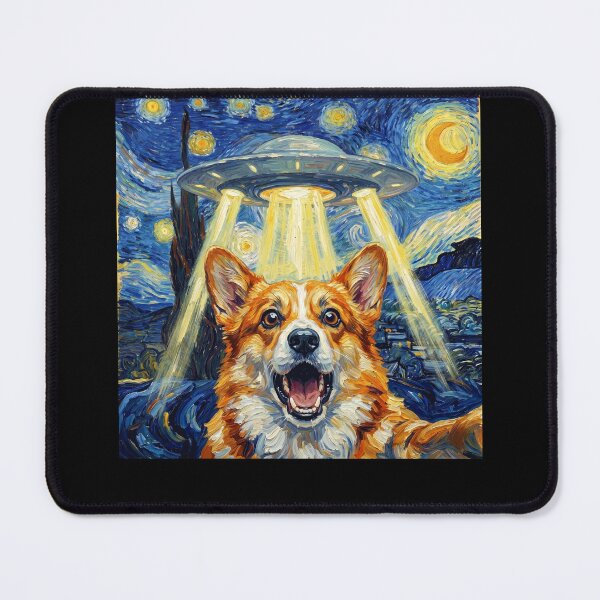 Item preview, Pembroke Welsh Corgi Starry Night UFO Van Gogh Art Dog Selfie Lover designed and sold by Kimberley King Art King Art.