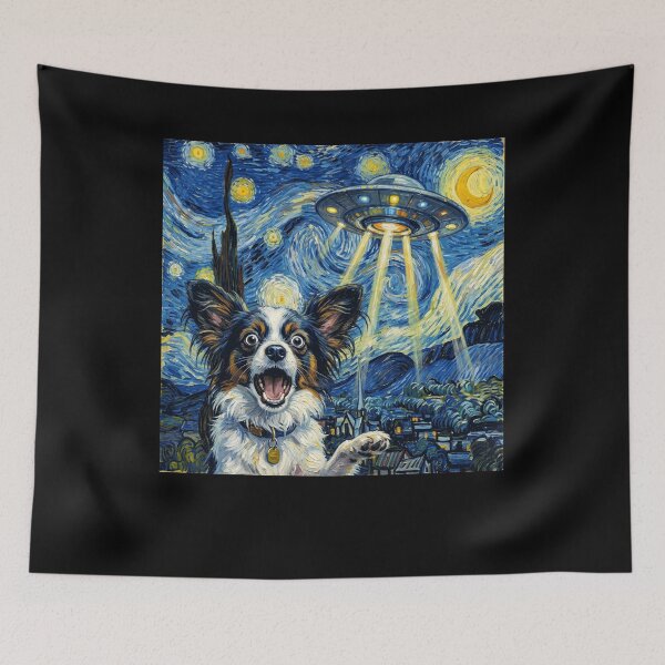 Item preview, Papillon Starry Night UFO Van Gogh Art Dog Selfie Lover designed and sold by Kimberley King Art  King Art.
