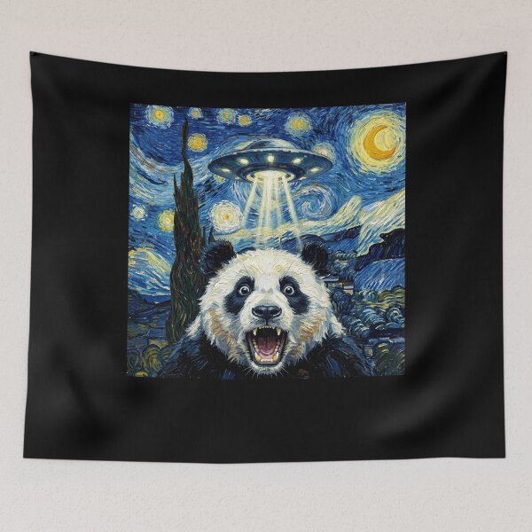 Item preview, Panda Starry Night UFO Van Gogh Art Animal Selfie Lover designed and sold by Kimberley King Art  King Art.