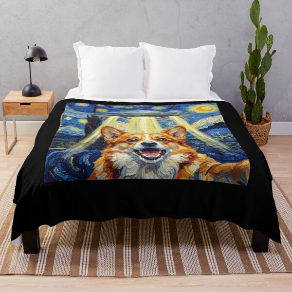 Item preview, Pembroke Welsh Corgi Starry Night UFO Van Gogh Art Dog Selfie Lover designed and sold by Kimberley King Art King Art.
