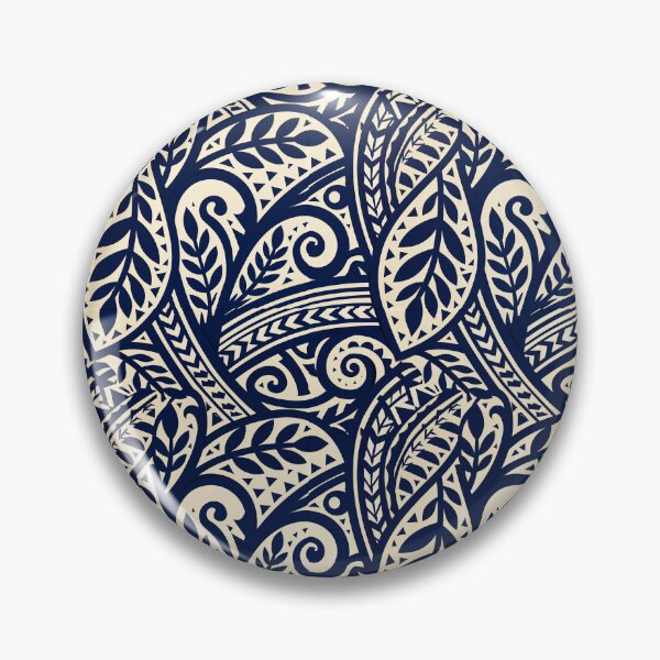 Item preview, Intricate Navy Blue Pacific Islander Leaf And Chevron Pattern designed and sold by igraphixart.