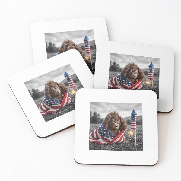 Item preview, Funny Patriotic Orangutan USA Flag Fourth of July Fireworks designed and sold by kiralynstration.