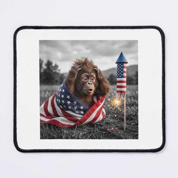 Item preview, Funny Patriotic Orangutan USA Flag Fourth of July Fireworks designed and sold by kiralynstration.