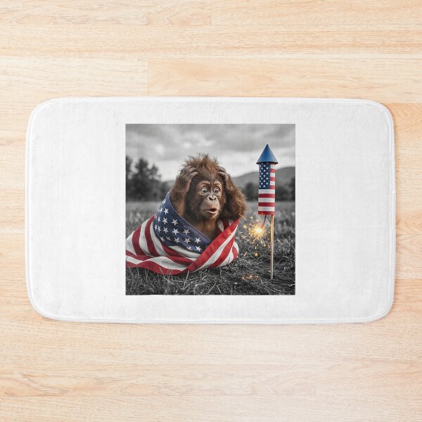 Item preview, Funny Patriotic Orangutan USA Flag Fourth of July Fireworks designed and sold by kiralynstration.