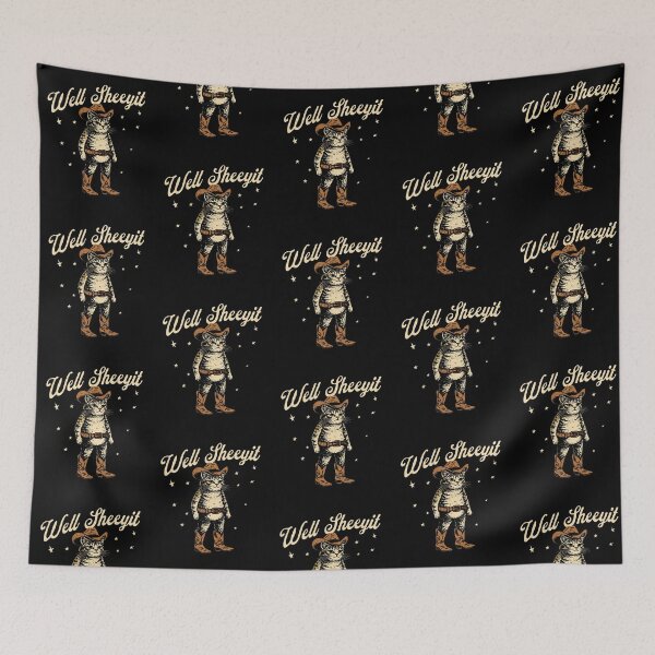 Item preview, Well Sheeyit Funny Cowboy Cat Vintage Western Humor Art designed and sold by Noctivyra.