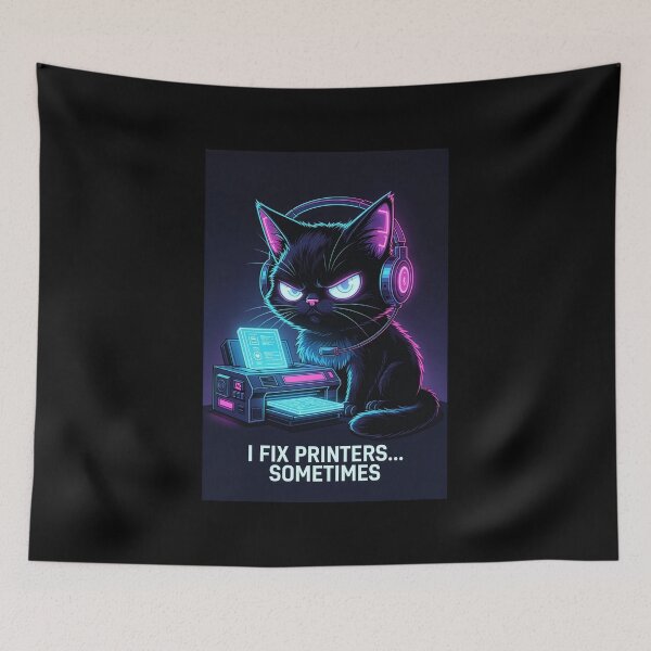Item preview, I Fix Printers Sometimes Funny IT Support Printer Cat Quote designed and sold by AmberSkyPhoto.