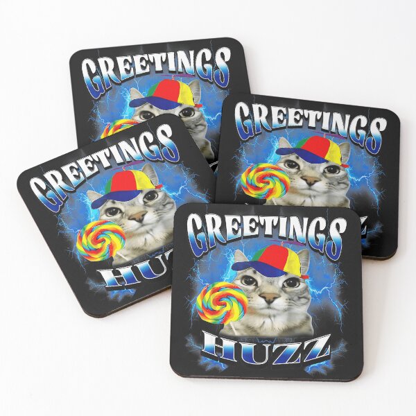 Item preview, Greetings Huzz Funny Cat Lover Meme Feline Humor designed and sold by AmaXONIC.