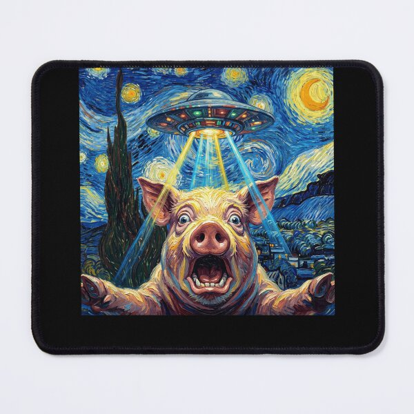 Item preview, Pig Starry Night UFO Van Gogh Art Animal Selfie Lover designed and sold by Kimberley King Art King Art.