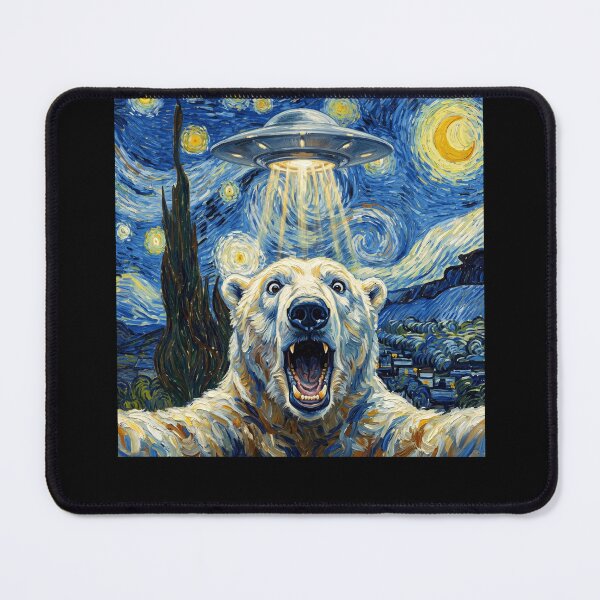 Item preview, Polar Bear Starry Night UFO Van Gogh Art Animal Selfie Lover designed and sold by Kimberley King Art King Art.