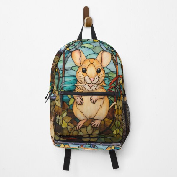 Item preview, Stained Glass Gerbil in an Enchanted Forest designed and sold by pinkal.