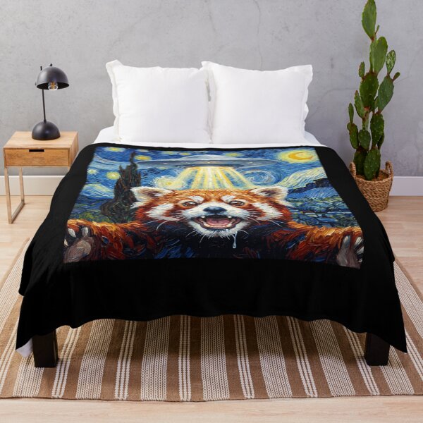 Item preview, Red Panda Starry Night UFO Van Gogh Art Animal Selfie Lover designed and sold by Kimberley King Art King Art.