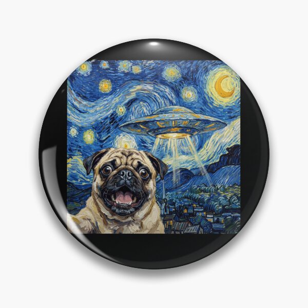 Item preview, Pug Starry Night UFO Van Gogh Art Dog Selfie Lover designed and sold by Kimberley King Art  King Art.