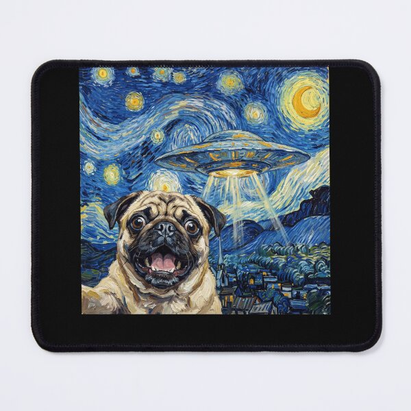 Item preview, Pug Starry Night UFO Van Gogh Art Dog Selfie Lover designed and sold by Kimberley King Art King Art.