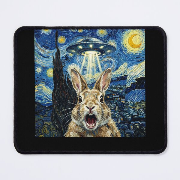 Item preview, Rabbit Starry Night UFO Van Gogh Art Animal Selfie Lover designed and sold by Kimberley King Art King Art.