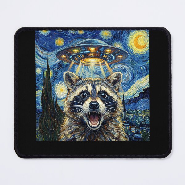 Item preview, Raccoon Starry Night UFO Van Gogh Art Animal Selfie Lover designed and sold by Kimberley King Art King Art.
