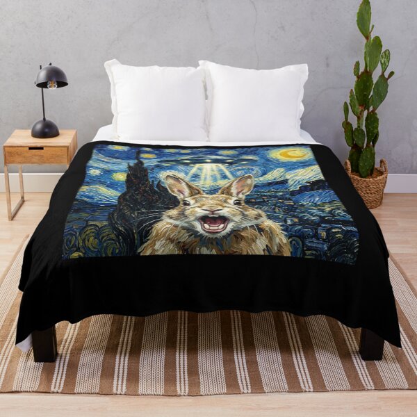 Item preview, Rabbit Starry Night UFO Van Gogh Art Animal Selfie Lover designed and sold by Kimberley King Art King Art.