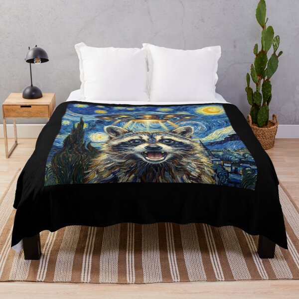 Item preview, Raccoon Starry Night UFO Van Gogh Art Animal Selfie Lover designed and sold by Kimberley King Art King Art.
