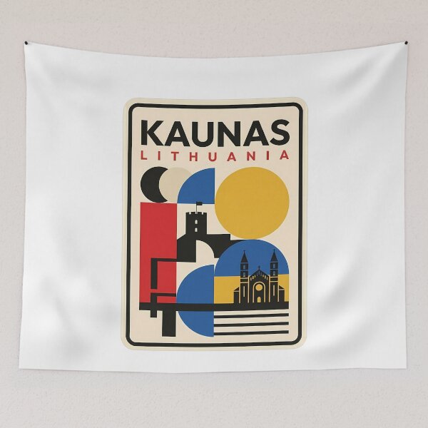 Item preview, Kaunas Lithuania Retro Geometric Bauhaus Travel designed and sold by k3rstman1.