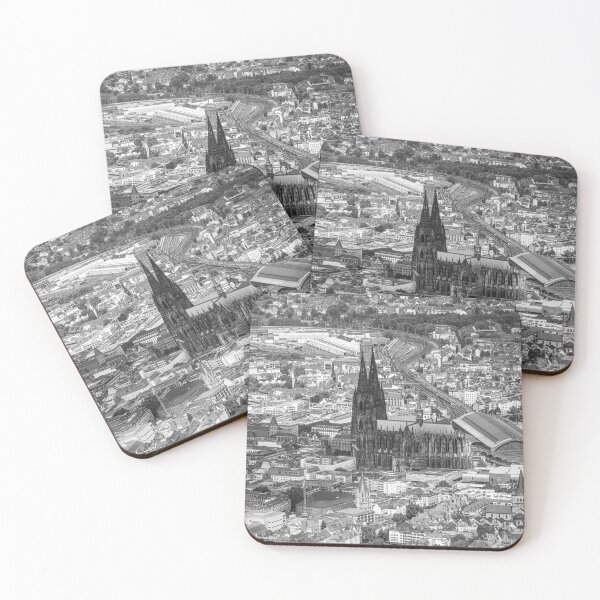 Item preview, Cologne Cathedral from the air - Helicopter aerial view, monochrome designed and sold by jacquesview.